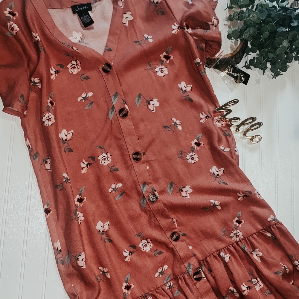 NWT: Dusty Rose Floral Botton-Down Baby Doll Dress​ - Picture 2 of 5